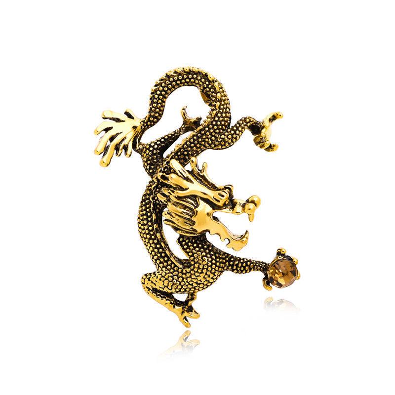 Retro Dragon Totem Brooch Pin for Men's Suits