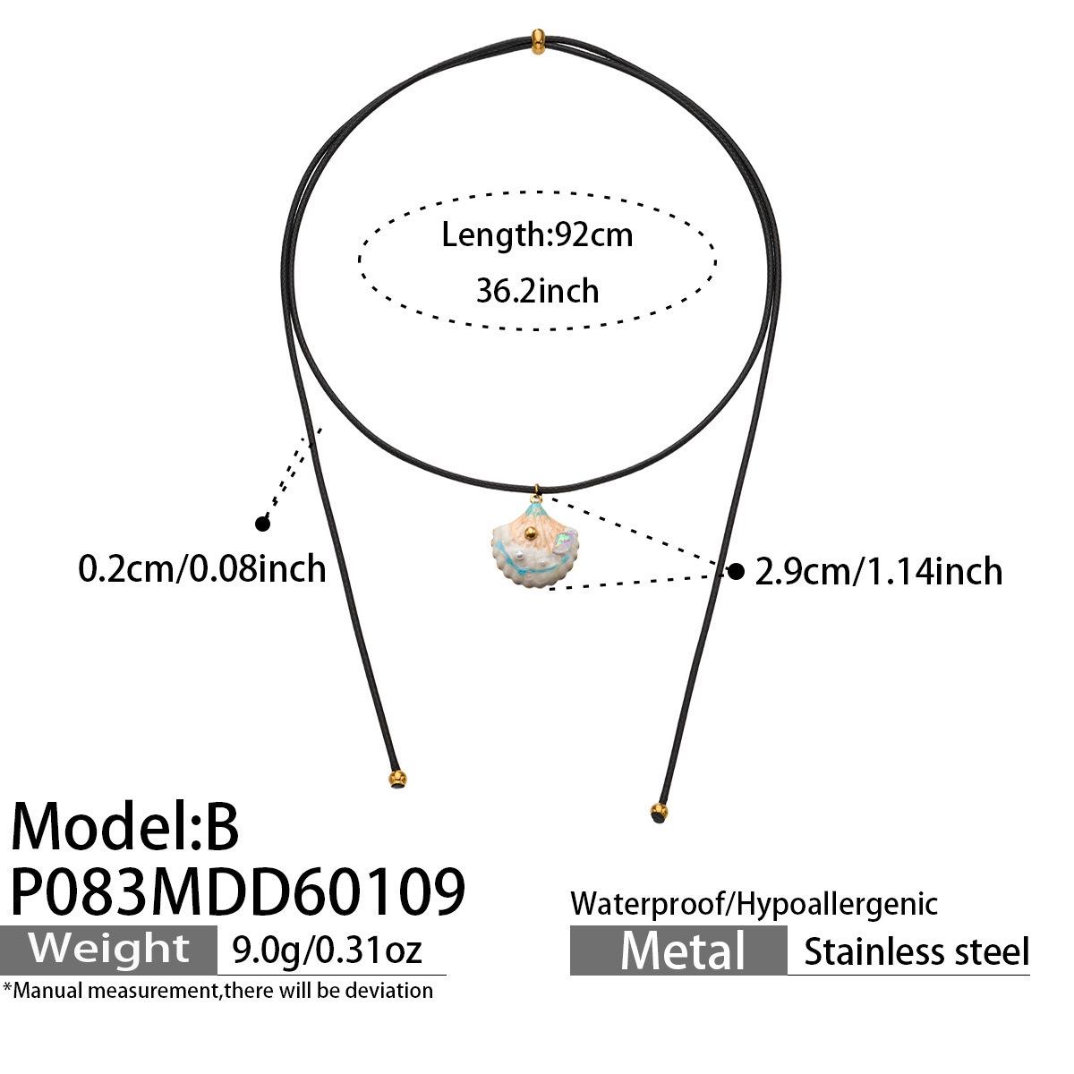 Stainless Steel DIY Handmade Pendant Necklace with Shell, Beads & Ocean-Style Leather Cord
