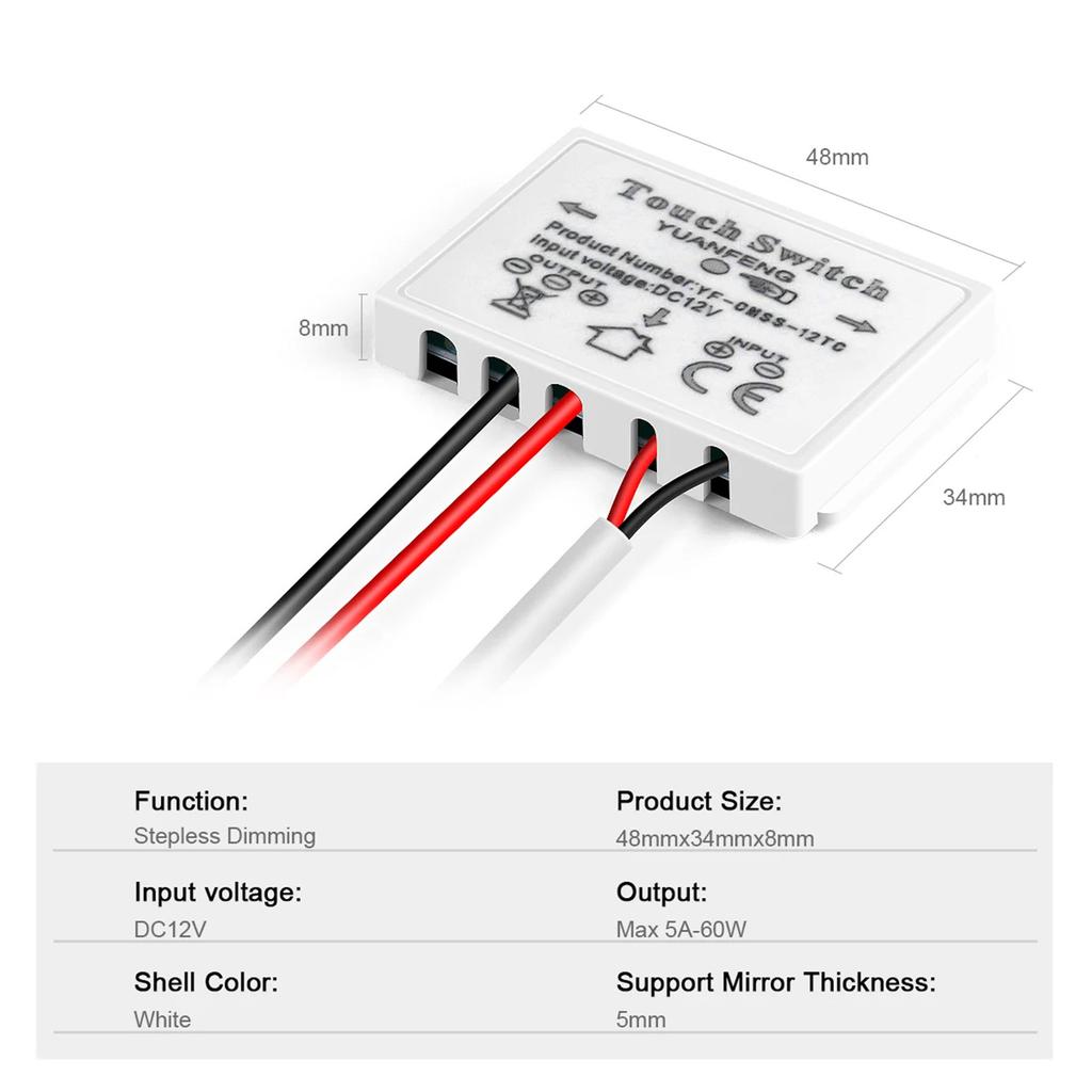 Bathroom Light Switches Adjustment & Convenient LED Switches 12V Control Switches Simple Install for Bathroom Lighting