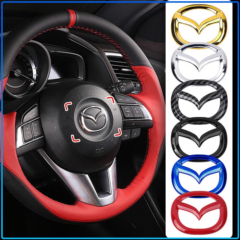 For Mazda 6 3 CX5 5 2 323 CX7 Demio Atenza Axela MX30 CX30 CX3 CX9 RX8 RX7 ABS Car Steering Wheel Center Emblem Sticker Accessories