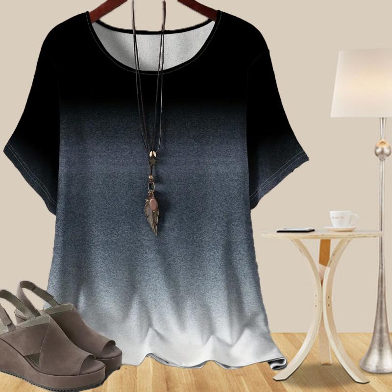 

Женская повседневная свободная весенняя рубашка, женские топы с коротким рукавом и градиентным цветовым блоком с принтом 8XL серый