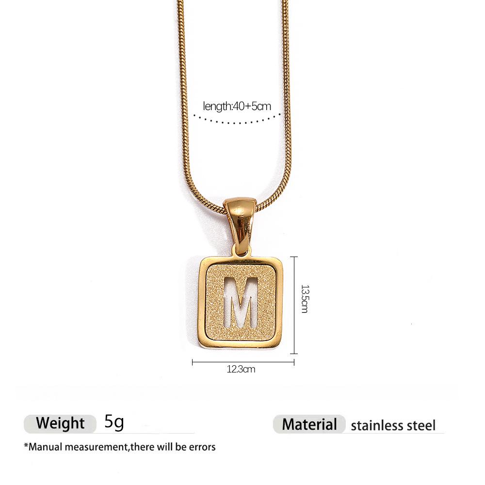 Stainless Steel Electroplated 26-Letter Pendant Necklace with Round Snake Chain