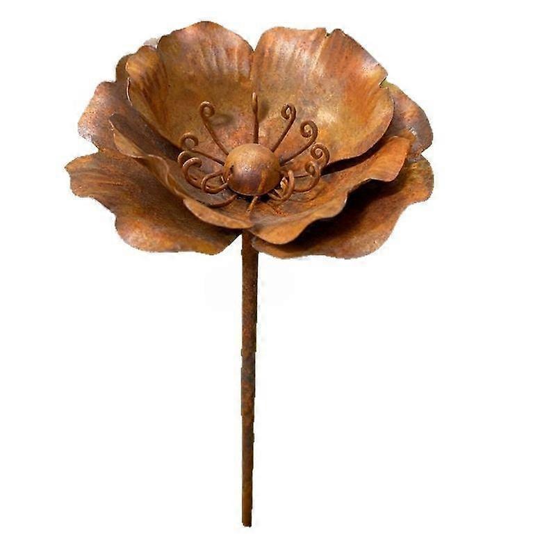 Picchetto da Giardino a Forma di Fiore in Metallo Arrugginito da 30,7 Pollici, Decorazione Artistica Rustica in Ferro per Patio, Giardino Retro, Prato, Ornamento da Giardino Impermeabile da Esterno