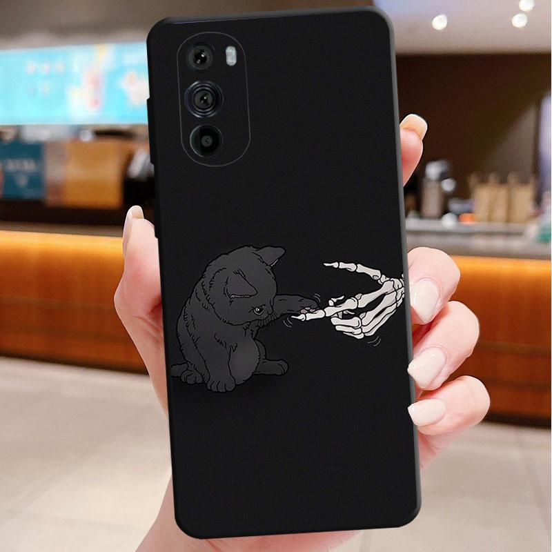 Phone Case For Motorola Edge 50 40 Pro 60 50 40 30 Ultra Neo Fusion Moto G85 G72 G53 G54 G84 G13 G32 Cartoon Skeleton Skull Cat