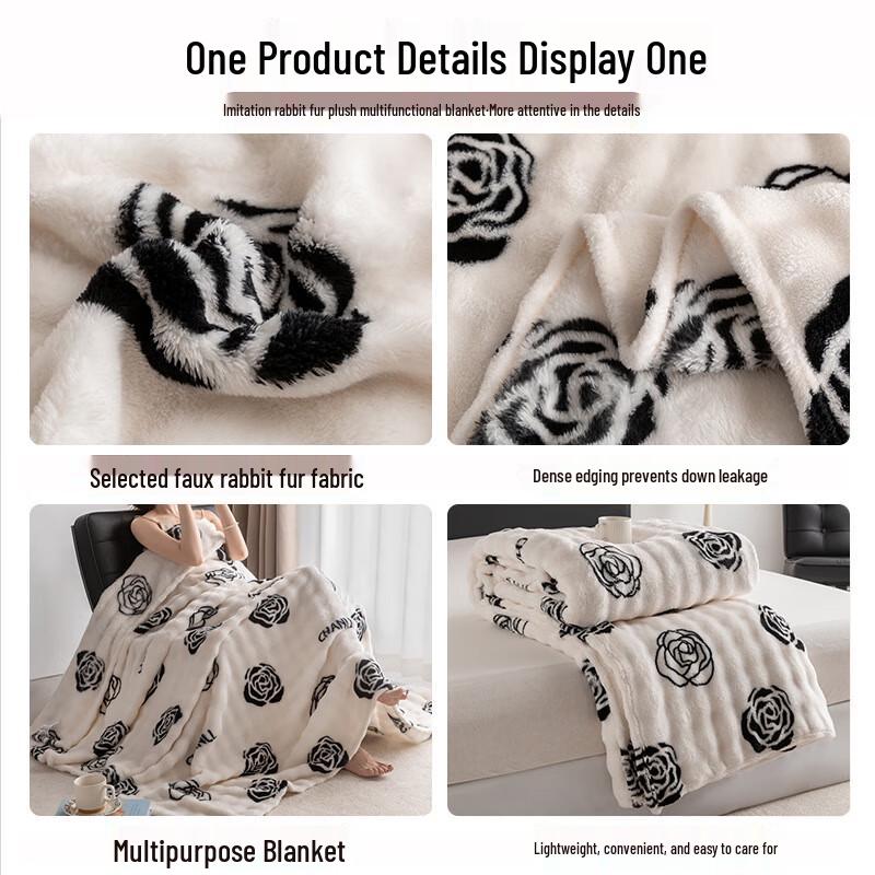 LISM Faux Rabbit Fur Plush Blanket