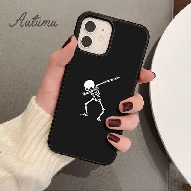 Straszna Czaszka Śmieszny Taniec Szkielet Etui na Telefon dla iPhone 11 12 13 14 Pro Max mini XR XS SE 2020 6S 7 8 Plus Samsung S21 S22 Pokrowiec
