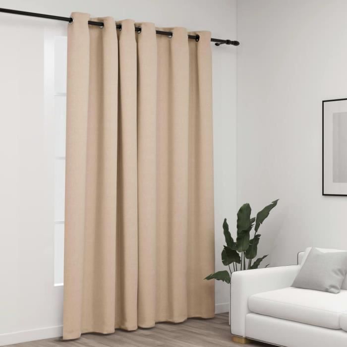 VidaXL Blackout Curtain Linen Look with Eyelets Beige 290x245 Cm
