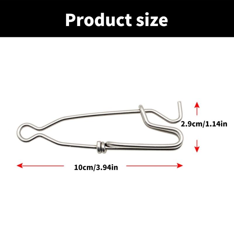 4Pcs Longline Fishing Snap Clip Quickly Lock Lures Connector Stainless Steel Hooked Snap Pin Longline Branch Hangers