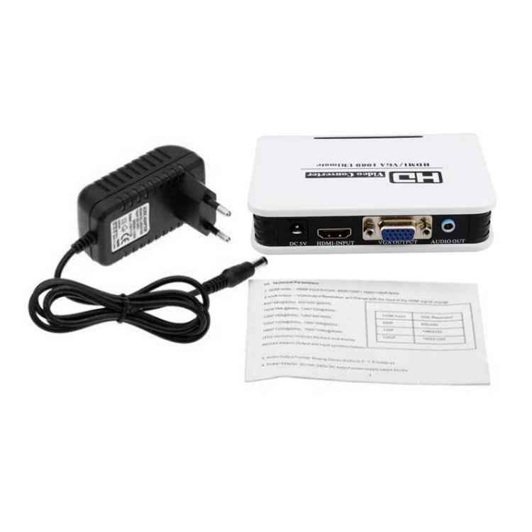 1080P HDMI na VGA adaptér Digitální na analogový převodník videa a zvuku Kabel pro Xbox 360 PS3 PS4 PC Laptop TV Box Projektor(Bílý)