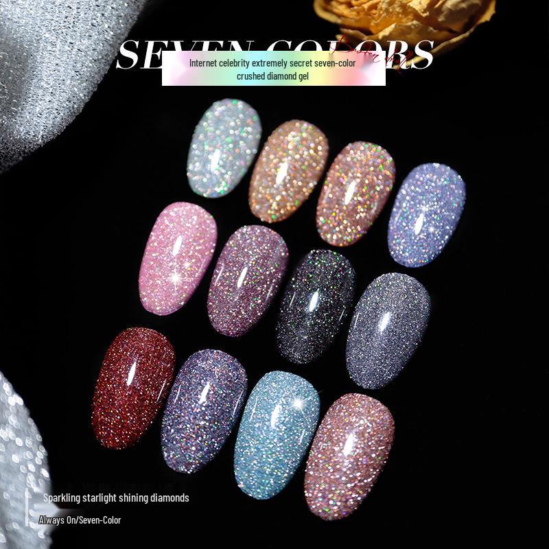 

Enni s Seven-Color Crushed Diamond Gel Nail Polish - Iridescent Laser Flash Disco