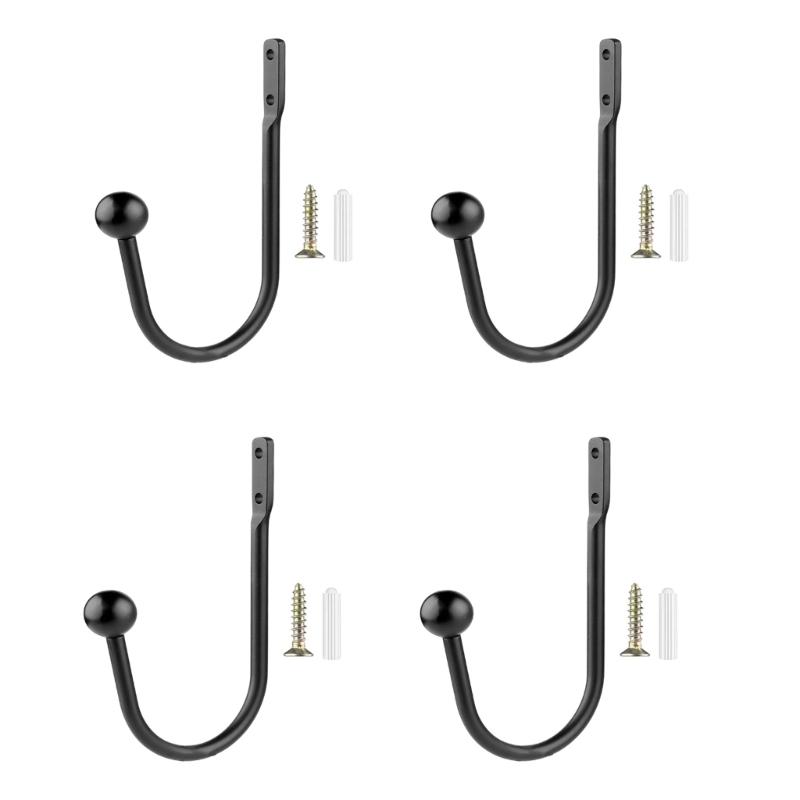 2/4Pieces Black Aluminum Alloy Curtain Holdbacks Designs for Stylish Window Treatments In Living Room and Bedroom