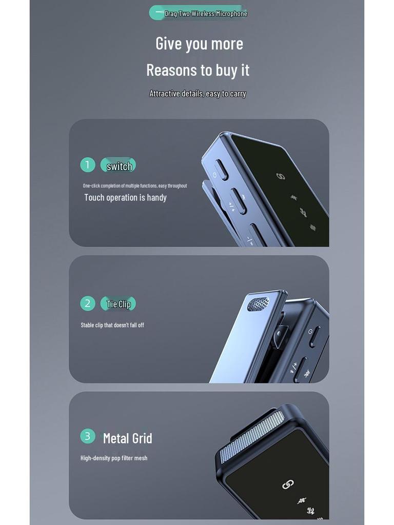 Cross-border Wireless Clip-on Microphone: Ultra-long Battery, Dual Connection, Charging Case for Mobile Recording
