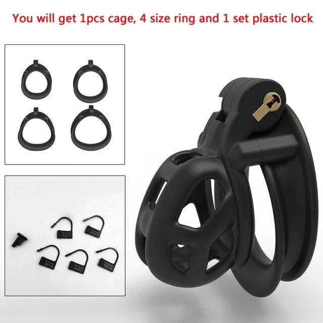 Newest!!!  V6 Version 3D Printed Double-Arc Chastity Device with 4 Size Ring, Penis Ring Lock Cage Cock Belt, Adult Sex Toys