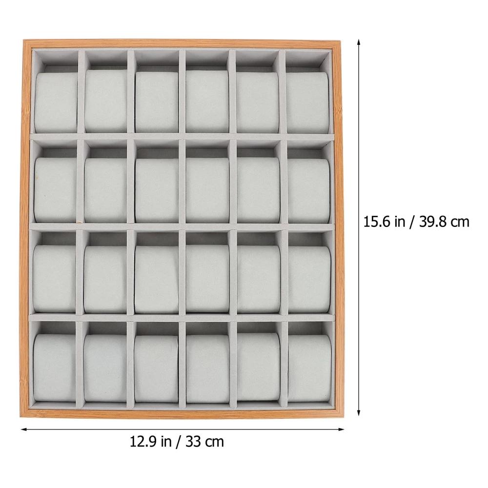 24 Slots Walnut Grain Wood Watch Storage Display Box Wristwatch Organizer Display Tray Watches Holder with Pillows Gift Cases