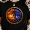 Yggdrasil Tree of Life Shirt | Sun and Moon Balance Tee | Norse Mythology Cosmic Tree