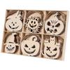 Wooden Hanging Tag Decor for Halloween DIY Crafts 60Pcs Khaki