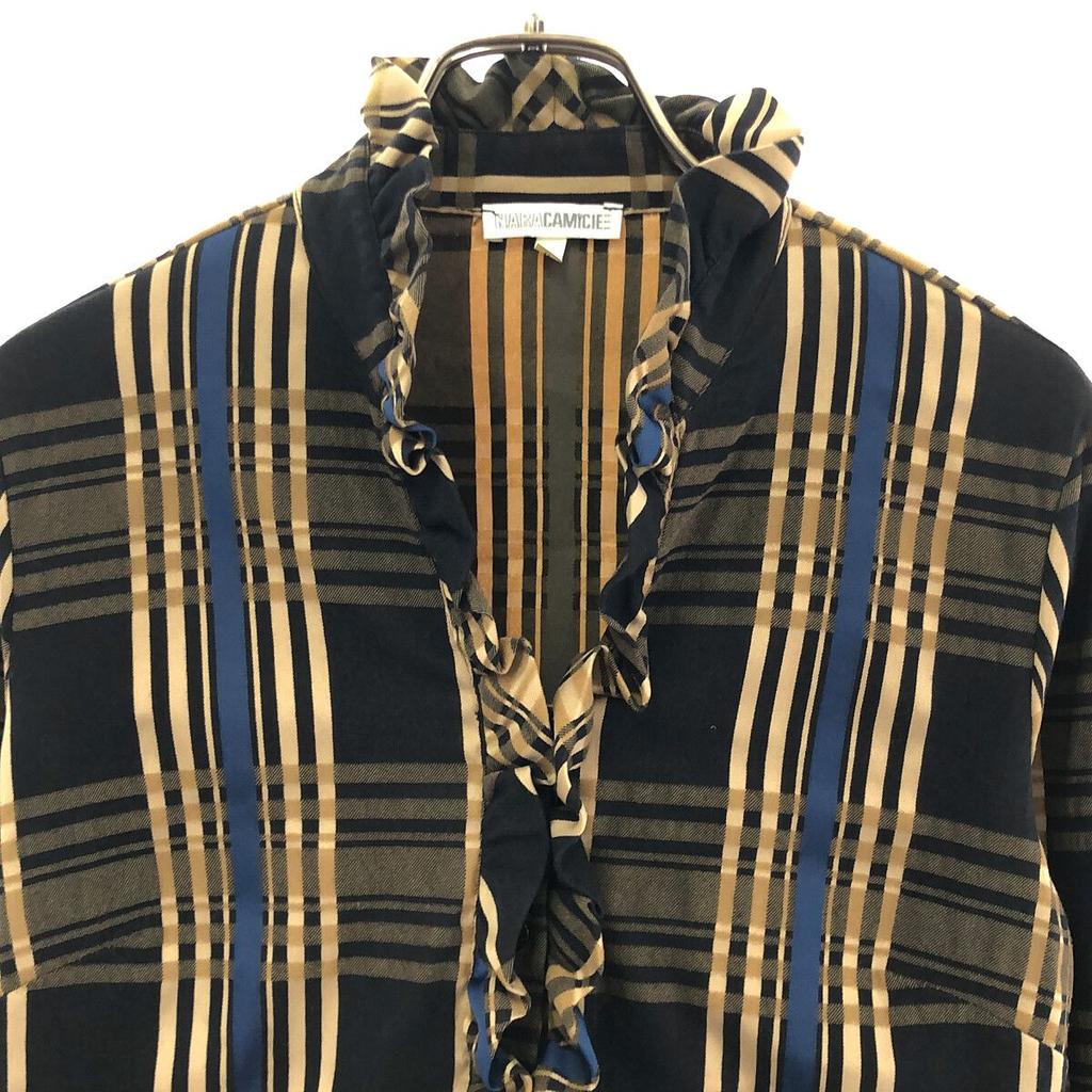 NARACAMICIE check Long sleeve Frill shirt Black x beige Women Used