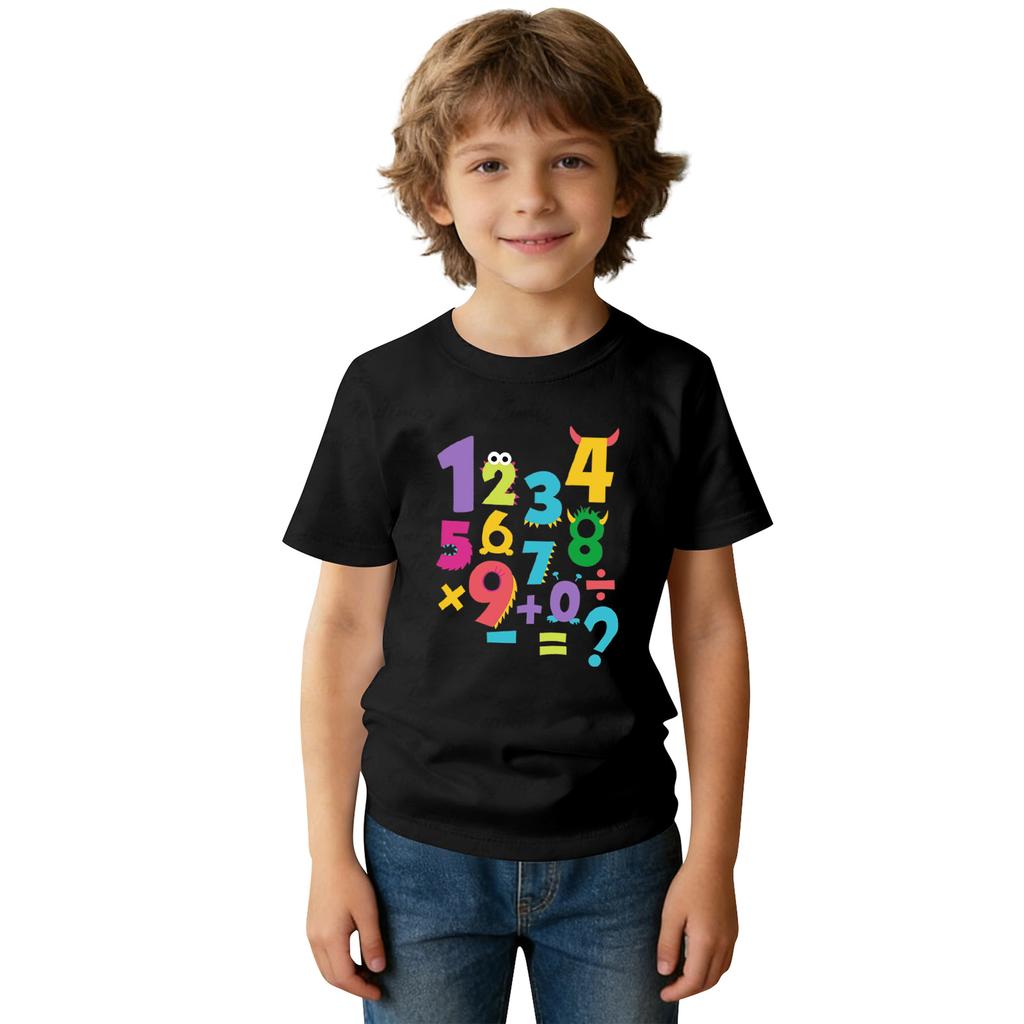 Fashionable Round Neck Short Sleeve Work Clothes Printed Tops For KID Summer Tops