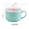 Nordic Ceramic Noodle Bowl with Lid Single Ear Design for Home Office Student Dormitory