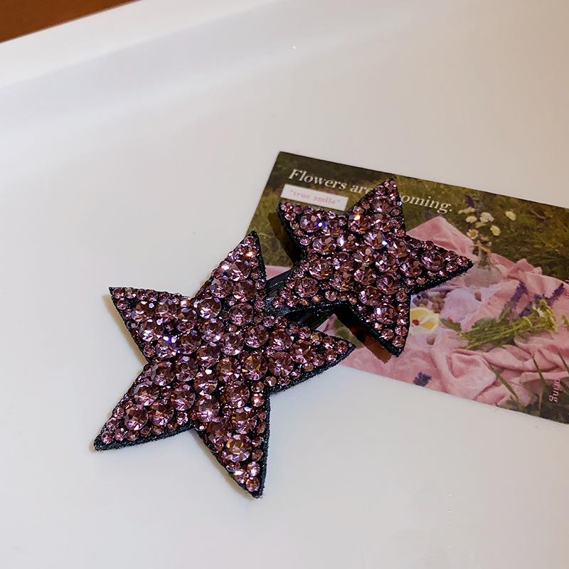 Silver Rhinestone Pentagram Hairpin: Y2K Cool Style Bangs Side Clip