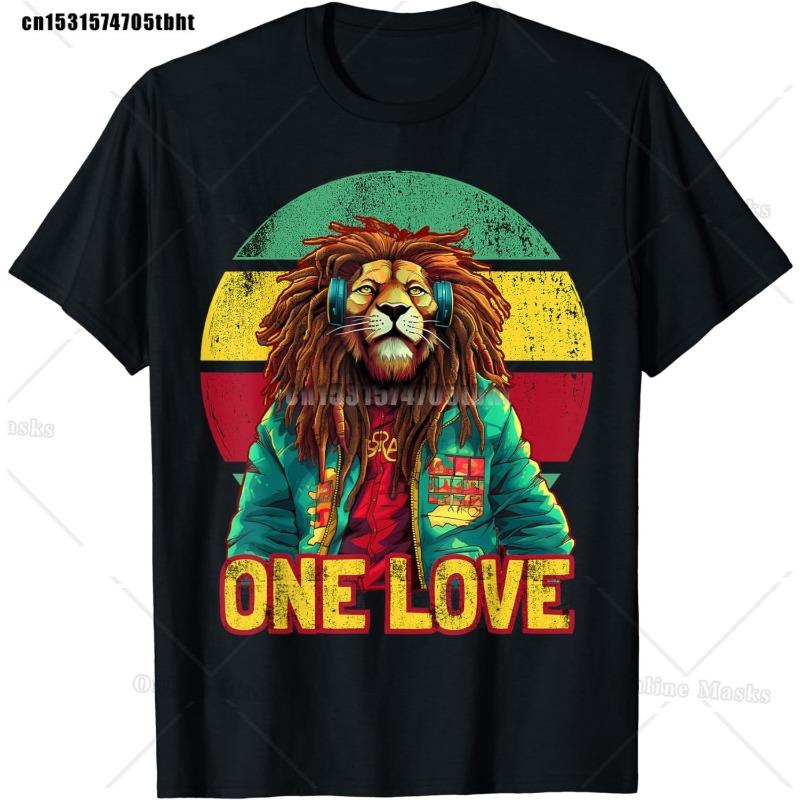 Jamaica Rasta Lion Funny Graphic T Shirts Cotton Men's Short Sleeve Casual Tee Shirt Top Harajuku Streetwear Summer Mens Clothes
