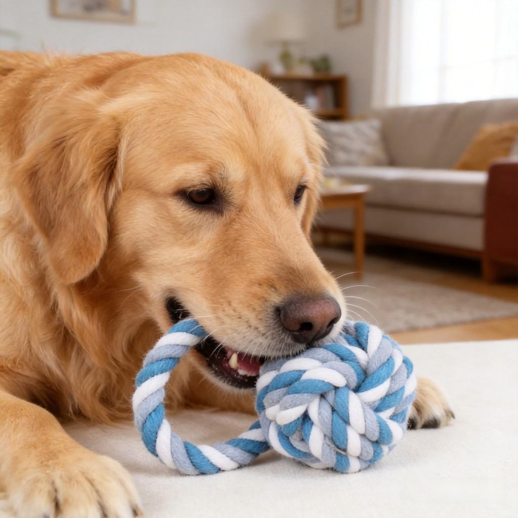 Dog Cat Interactive Chewing Rope Toy With Durable Cotton For Dental Cleaning And Engagement