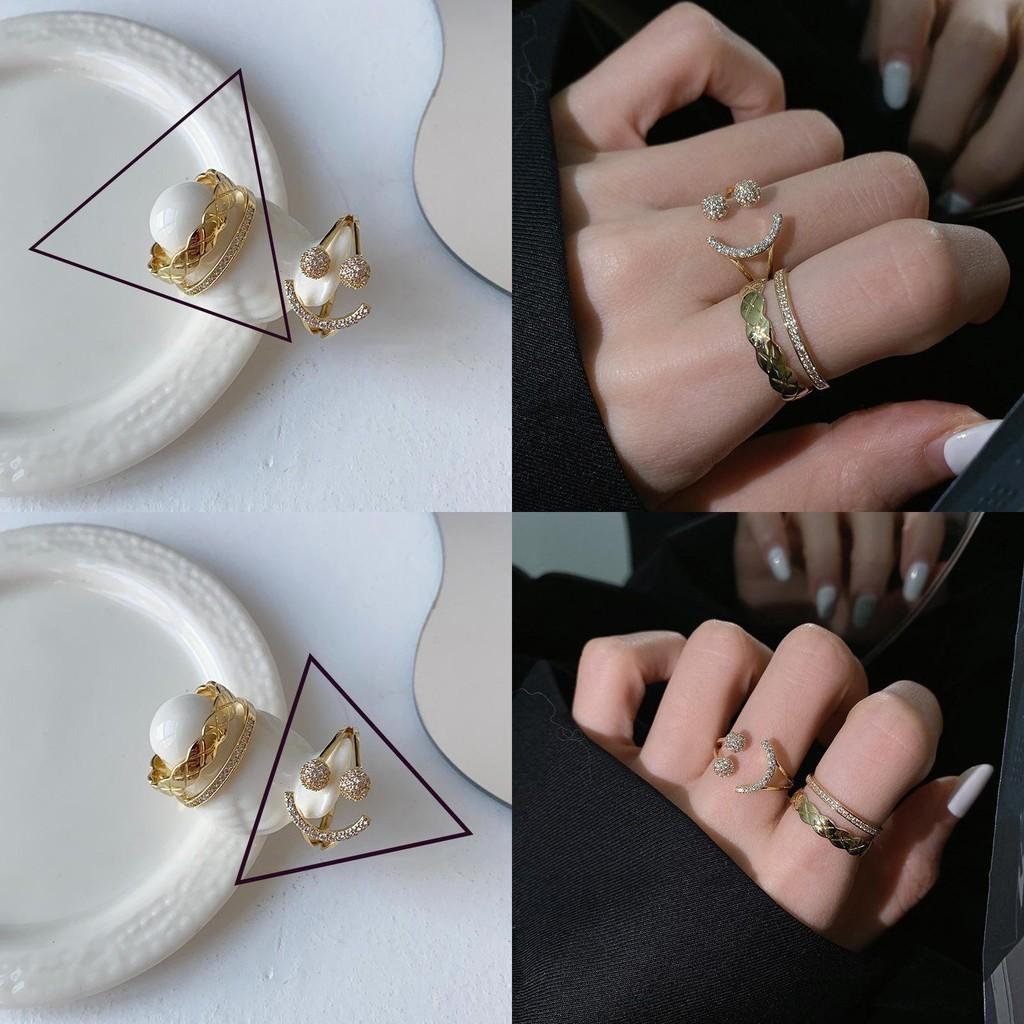 Charming Smiley Korean Face Ring With Rhinestone Detailing For Women Stylish