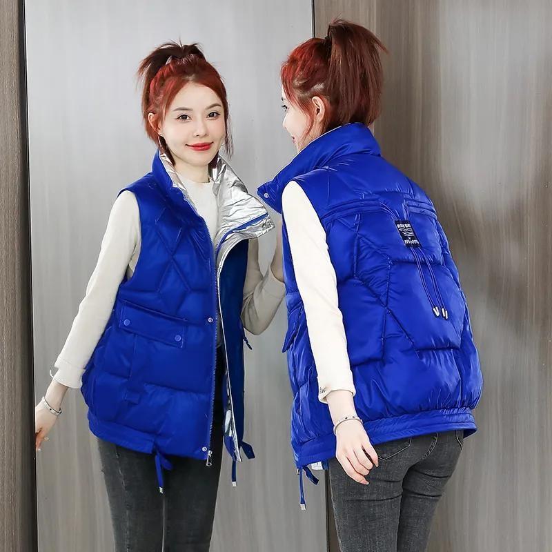 Toamnă iarnă vestă din bumbac lucioasă pentru femei, ocazional largi, fără mâneci, vestă caldă, îmbrăcăminte pentru femei, parka