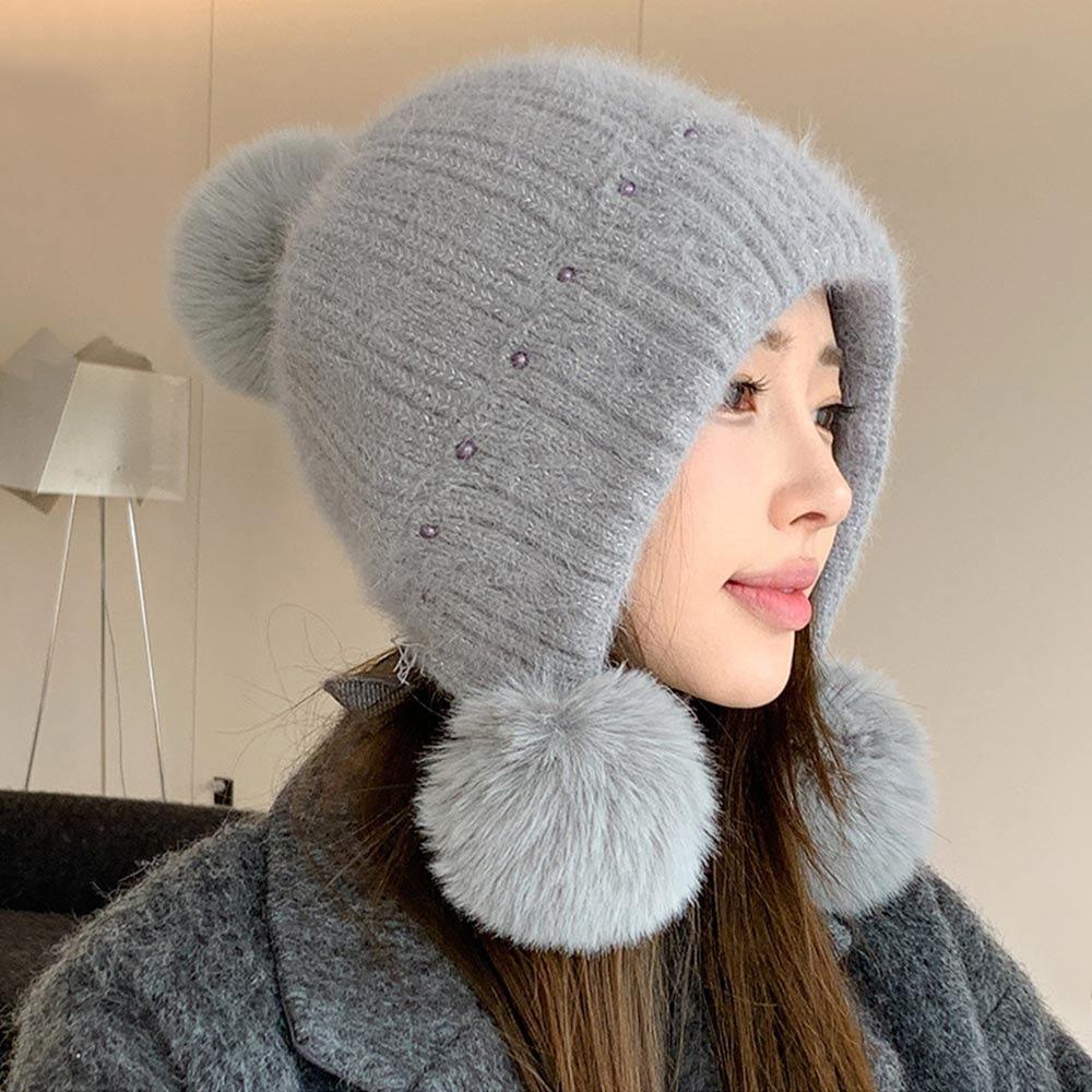 Thickened Knitted Cap Warm Ear Protection Cap Velvet Earmuffs Cap for Women