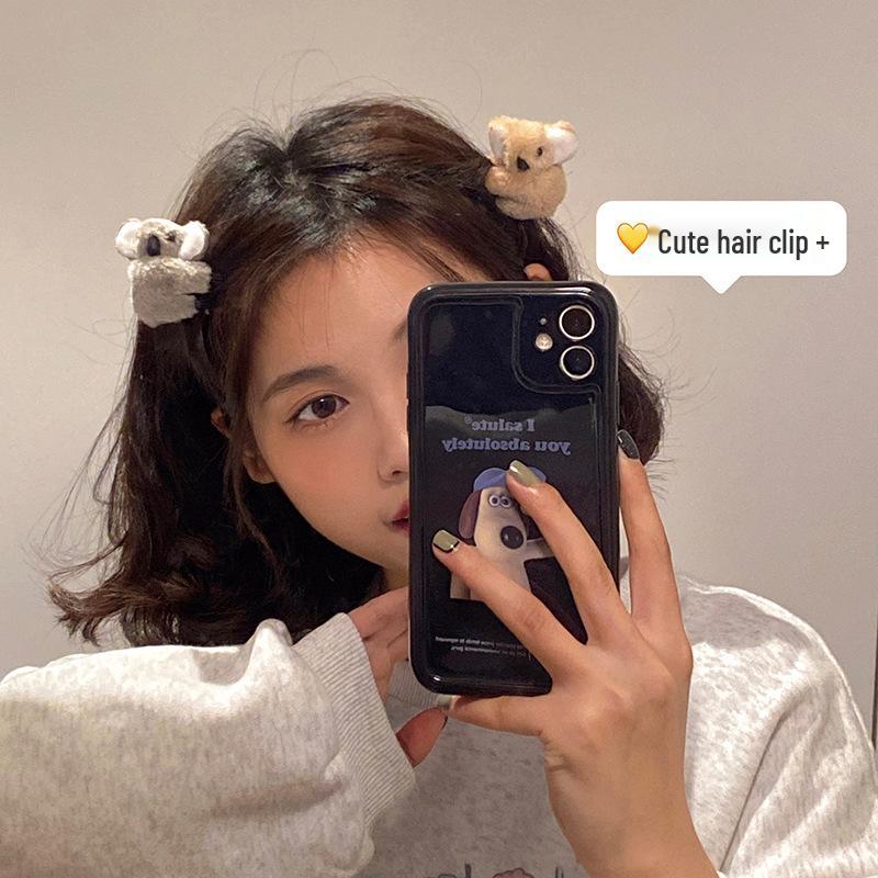 Adorable Koala Plush Hair Clip for Women - Autumn/Winter Hair Accessory