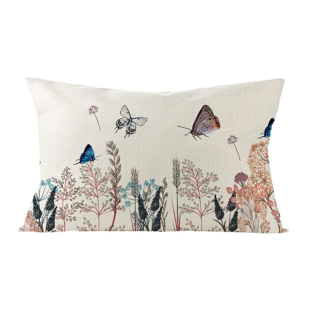 Kissenbezug aus Leinen mit Blumenmuster: Dekorativer Kissenbezug für Sofa oder Schlafzimmer