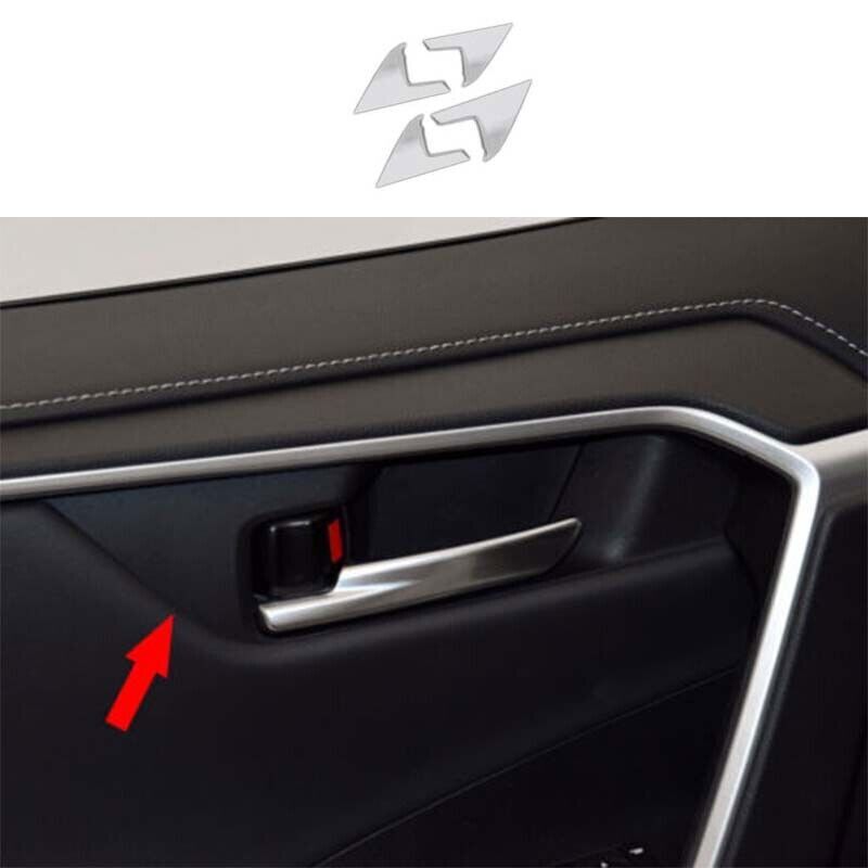 4PCS Interior Door Handle Silver Steel Cover Trim Fit For Toyota RAV4 -