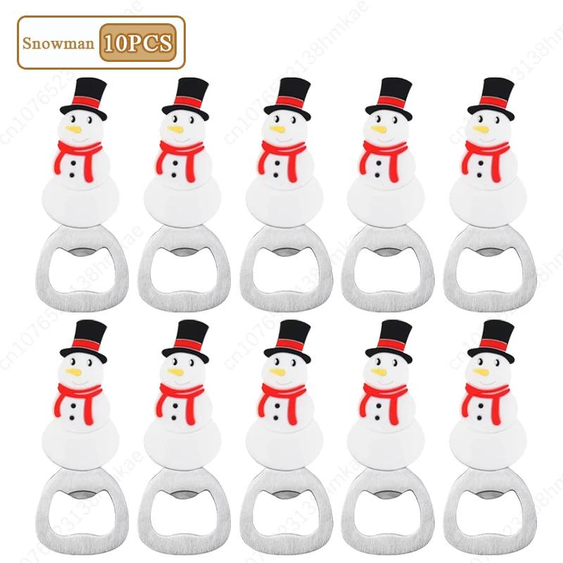 1-20PC Christmas Beer Bottle Opener Santa Snowman Bottle Opener Silicone Stainless Steel Bottle Opener Party Decoration Supplies