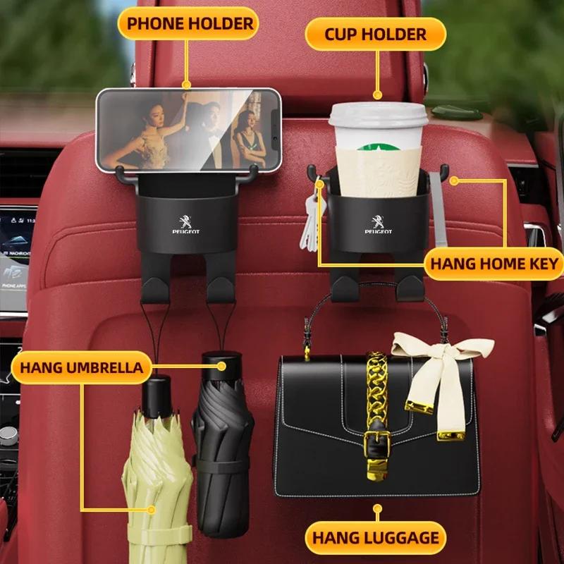 Car Seat Cup Holder Car Seat Back Multi-functional Hook Rear Creative Water Cup Holder For Peugeot 308 3008 207 208 407 508 2008