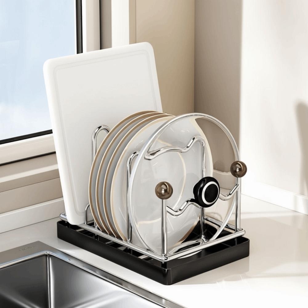 Multi Layer Pot Lid Holder Rustproof Cutting Board Holder Pot Lid Storage Rack  Restaurant