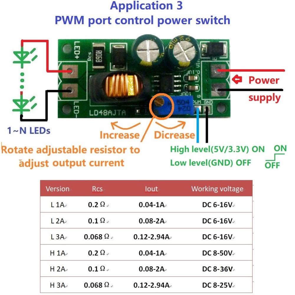 DC 6-50V PWM Regulator L 1-3A Adjustable Step Down Power Supply Current Converter LED Lighting