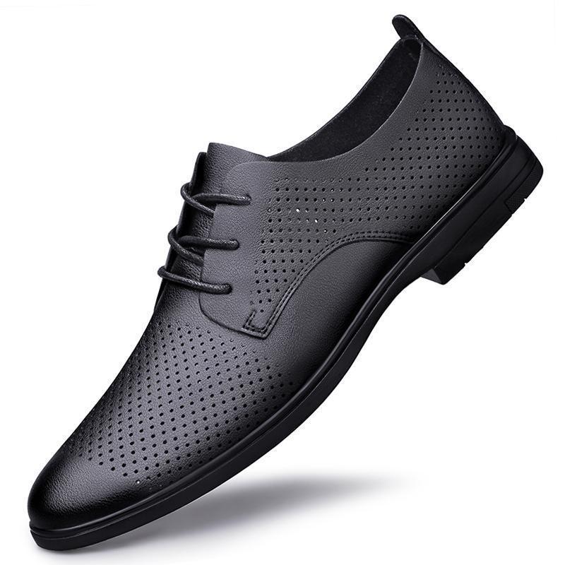 Men s Cross-Border Spring/Autumn Casual Leather Lace-up Moccasins - Breathable, Soft Sole & Upper Driving Shoes 40