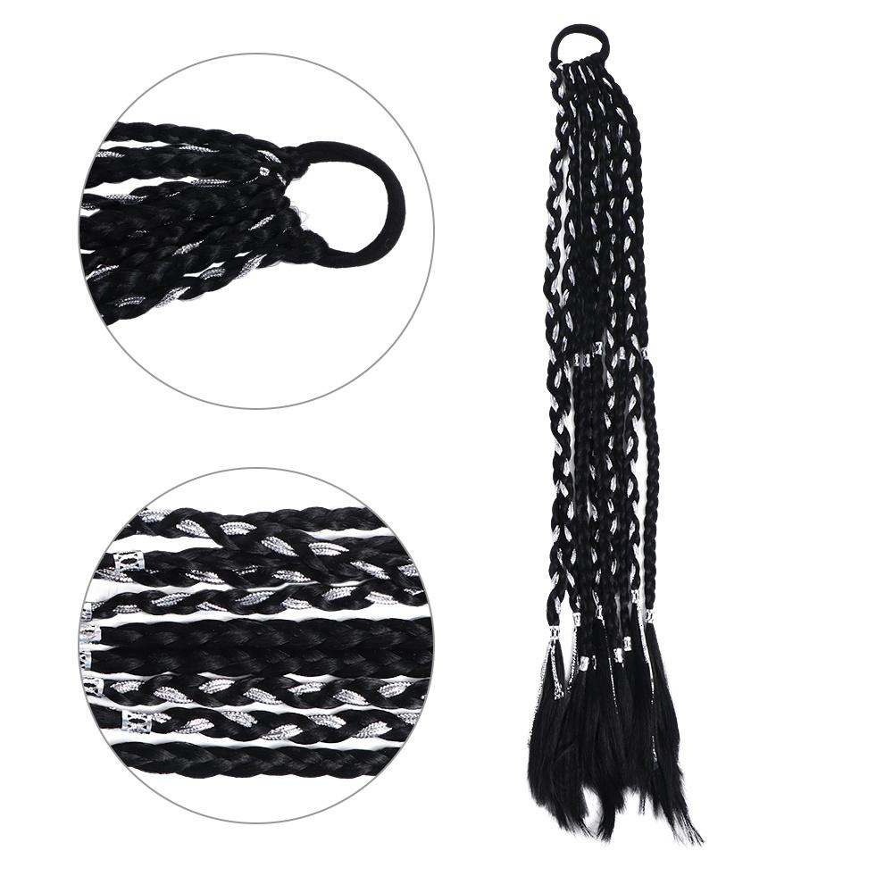 National Style Ponytail Braid Silver Twist Braid Wig Boxing Braids Wig Synthetic Braid  Ponytail