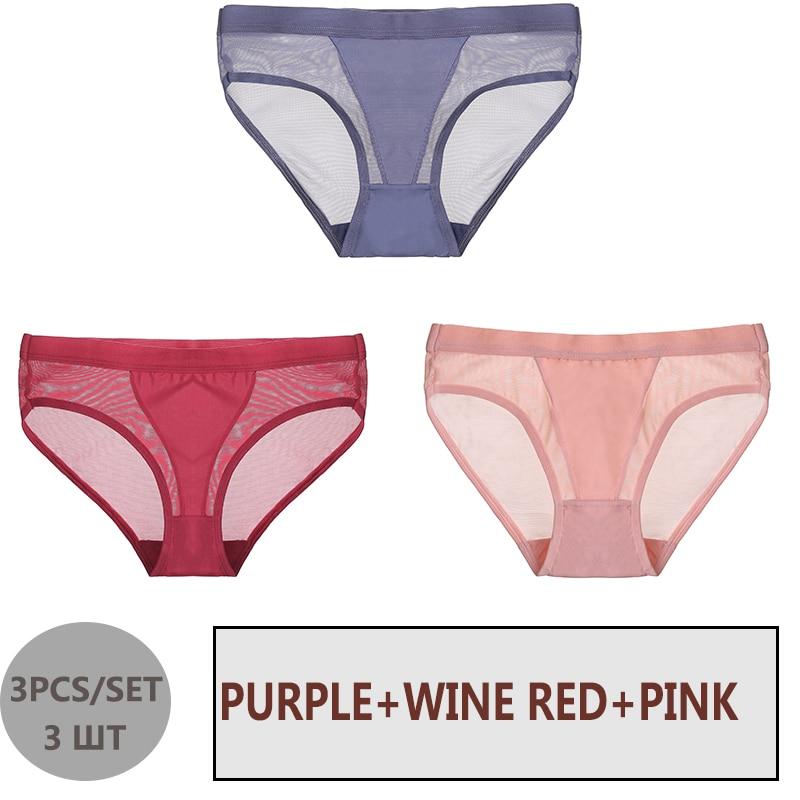 

Finetoo комплект женского нижнего белья из 3 предметов / с низкой талией из дышащей сетки M