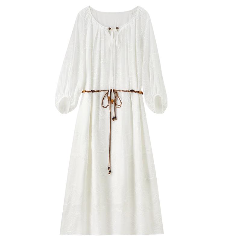 Bohemian Beaded Lyocell Midi Dress L