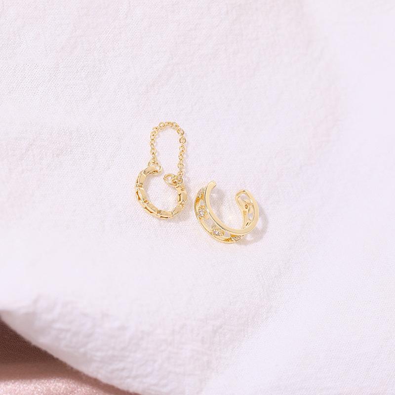 Rock Vintage Zircon Star Chain Tassel Clip Earrings For Women Unisex Minimalist Fake Piercing Earbone Ear Cuff Jewelry Gifts