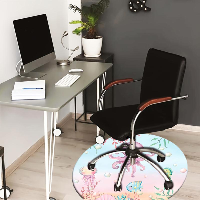 1PC octopus seahorse Non-Slip Floor Round carpet, Office, family, bedroom, Large Area Rug Indoor Rugs,  Durable Polyester-Z0406 80cm by 80cm
