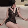 Sexy lingerie sexy pure desire pajamas lace deep V perspective suspender nightdress straps seduction