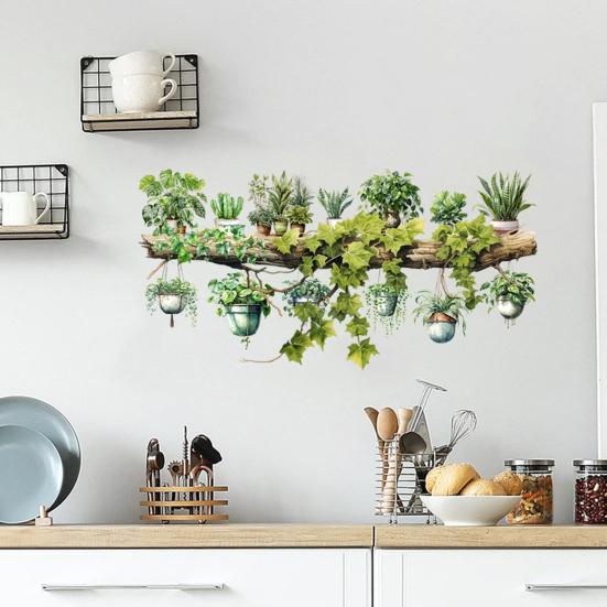 Yousheng Potted Plants Shelf Wall Sticker Waterproof PVC Self-adhesive Living Room Bedroom Home Office Potted Greenery Shelf Decoration Decal
