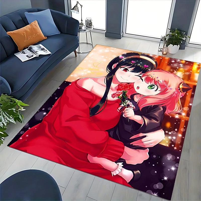 1pc Anime Cartoon Design Office Chair Mat - Festival Gift for Mom with Pink Hair and Flowers, Suitable for Home Decor, Living Room, Bedroom, Game Room