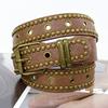 Vintage Pu Leather Belt With Rivet Studs Hollowed-Out Design Perfect For Daily Wear Jeans Casual Outfits