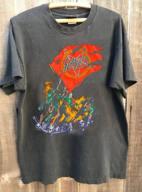 SLAYER Band Tour Concert 1988 South Of Heaven Charcoal Unisex Shirt WA1723 XXL