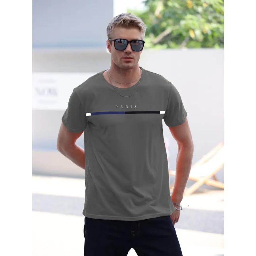 Men Stripe Character Print 3d T Shirt Short Sleeve O-Neck TShirt Vintage Polyester Breathable Sport Casual Large Size T-Shirts Men’s