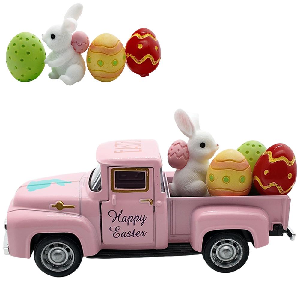 

Easter Truck With Eggs Metal Vintage Farm Pickup Easter Home Decorations Farmhouse Tabletop Tiered Tray Ornament Gifts New