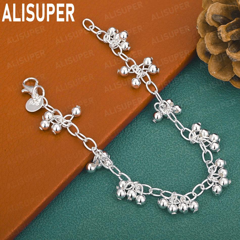 925 Sterling Silver Multi-Cluster Tassel Bead Bracelet - Exquisite Gift Jewelry